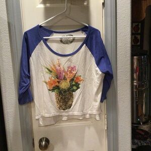 O'Neill Blue and White Raglan Graphic Tee